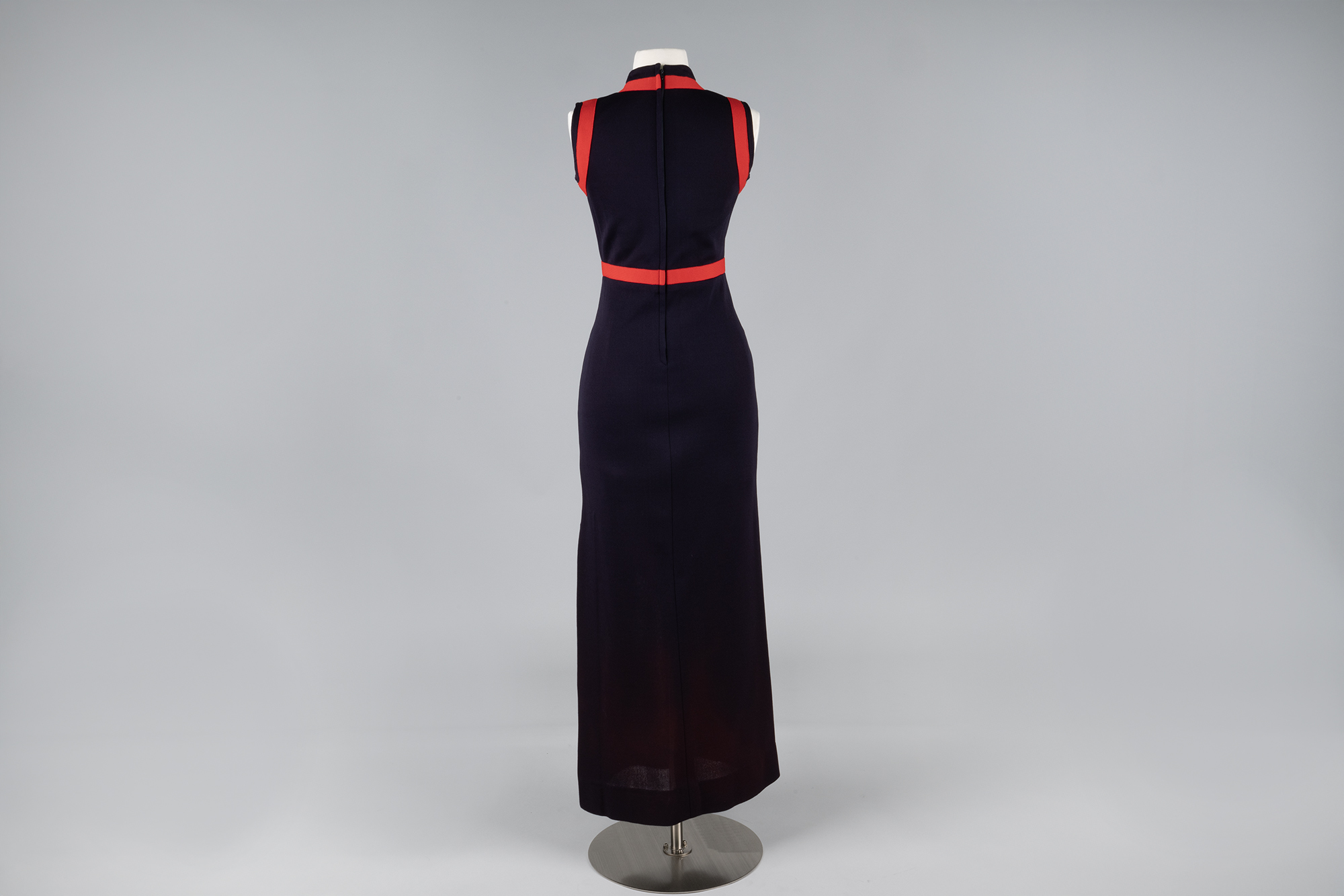 Image of Navy blue acetate evening gown designed by Rudi Gernreich, 1969